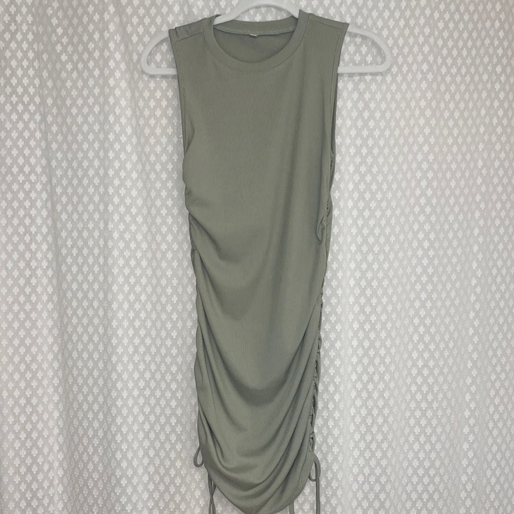 Green side tie dress